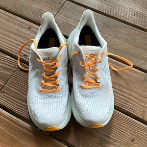 Hoka Clifton 8 size 10.5 white/teal/orange